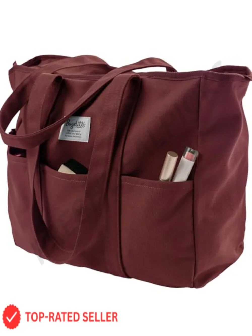Extra Large Canvas Tote with Zipper Utility Work Bag 16oz Cotton